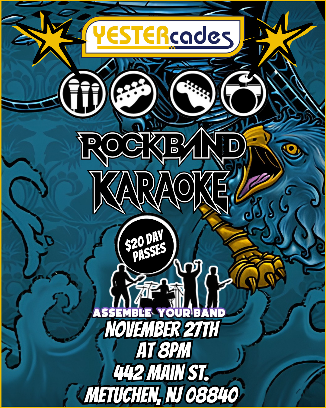Rockband Karaoke Night once again on Black Friday at YESTERcades or Metuchen