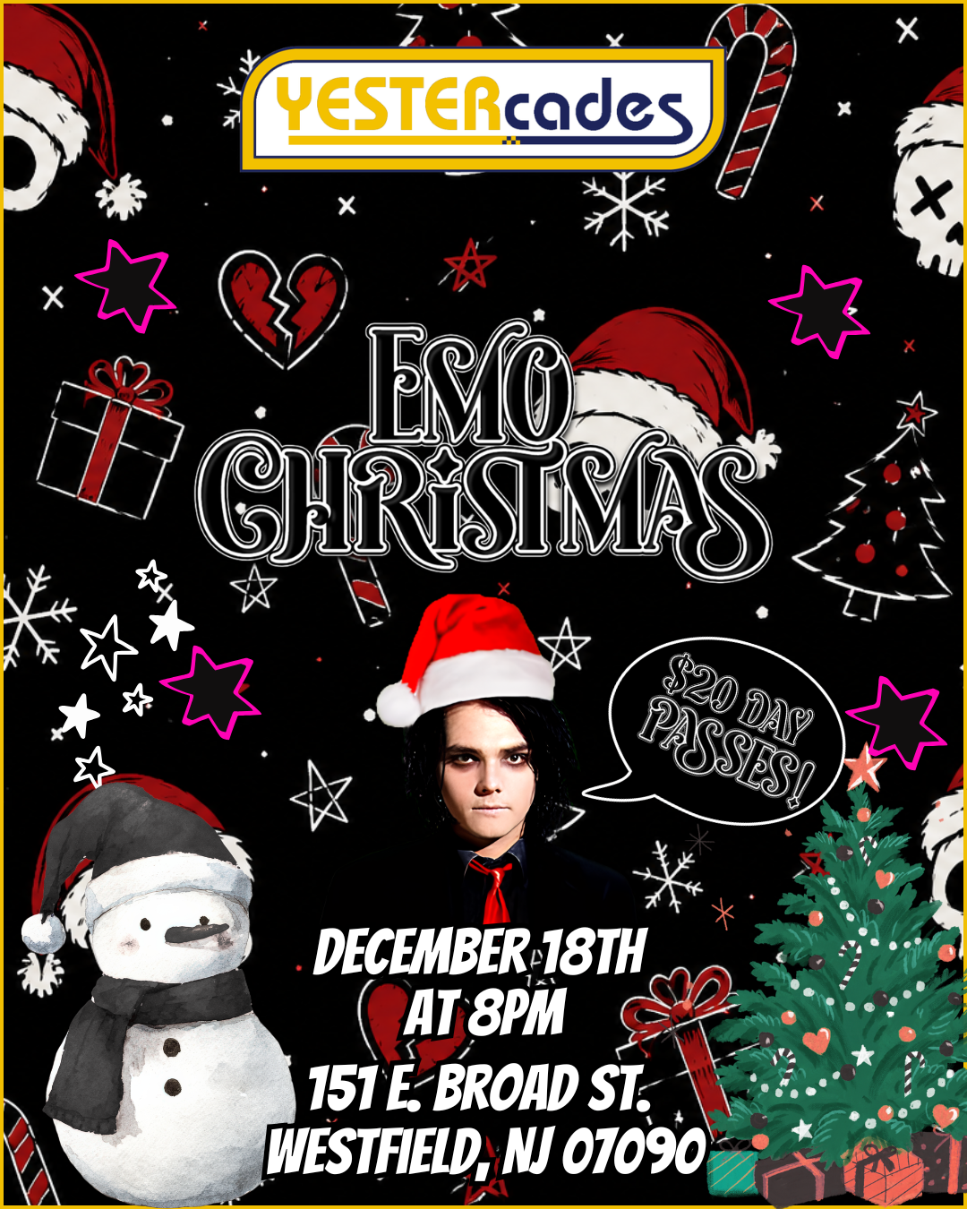 Annual Emo Christmas Party at YESTERcades of Westfield
